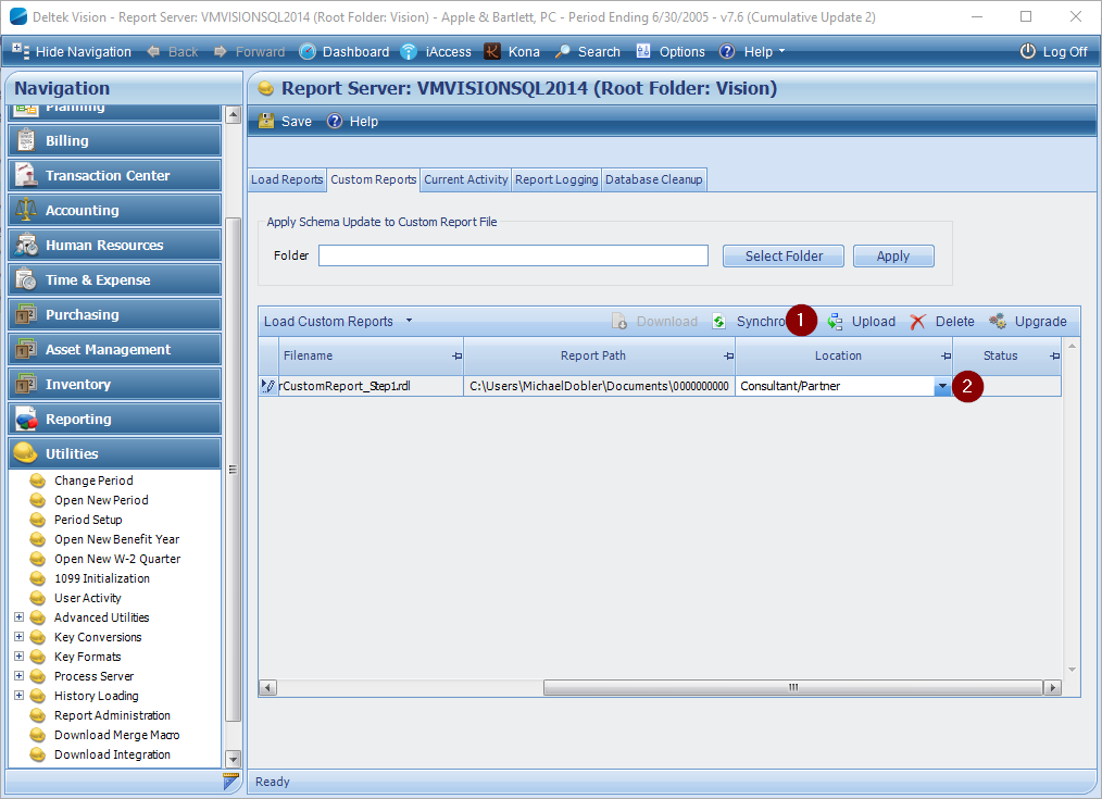 Report Administration (cloud) Screenshot